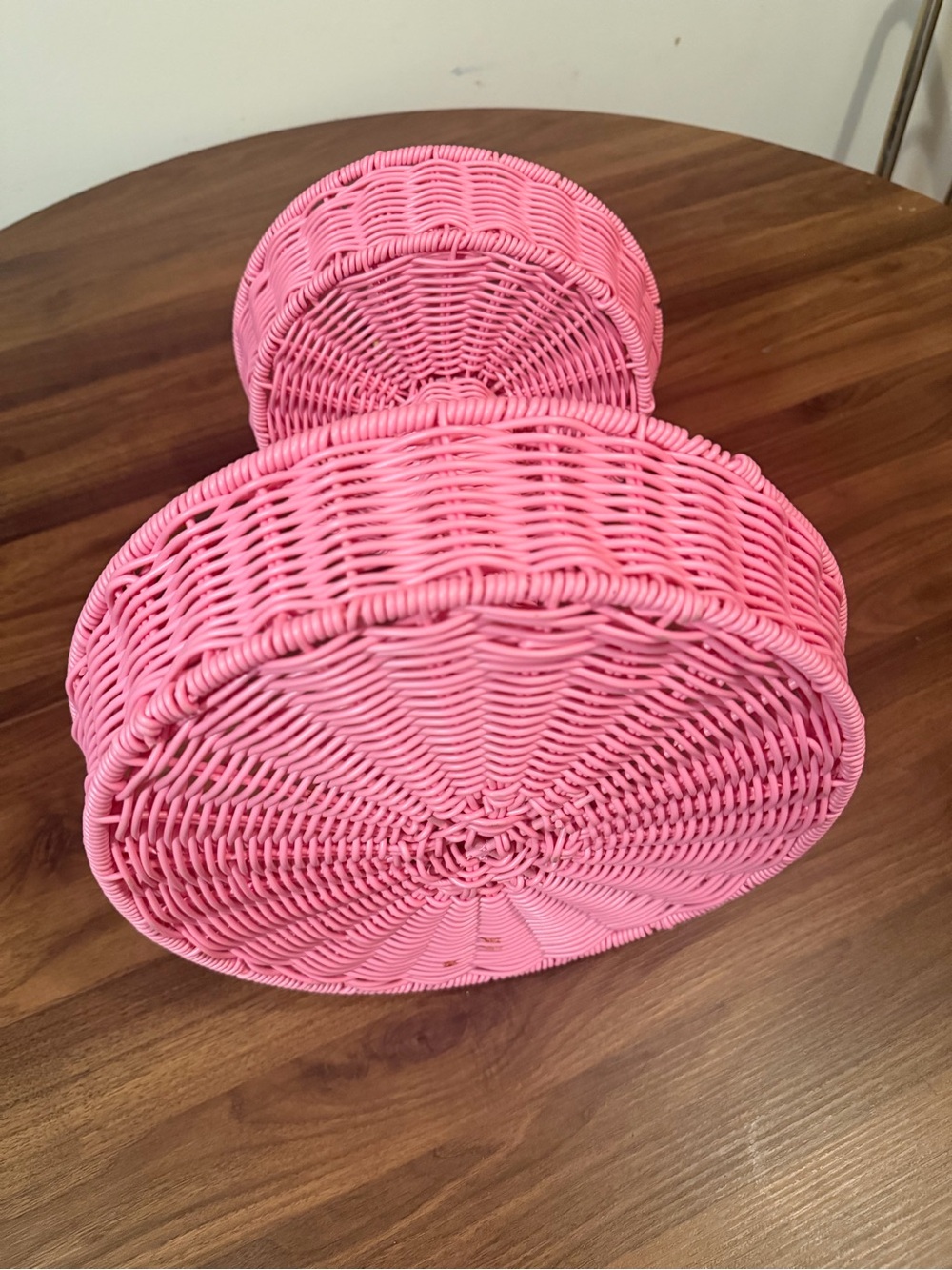 Charming Pink Flamingo Wicker Two-Tier Basket - Picture 16 of 16